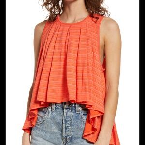 Free People Scarlet Ibis Combo Striped Orange Tank Top - Sz M